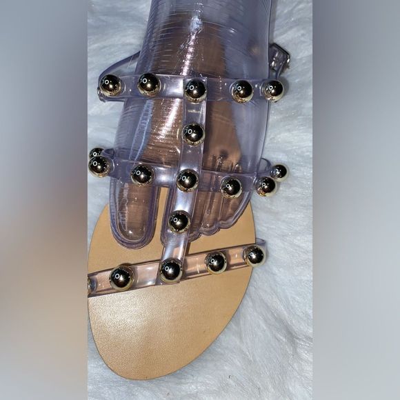 SCHUTZ
CLEAR STRAP GOLD STUD SANDALS - Picture 7 of 10